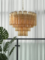 Vellune Cascade Chandelier – Modern Tiered Glass Pendant for Dining Room and Entryway