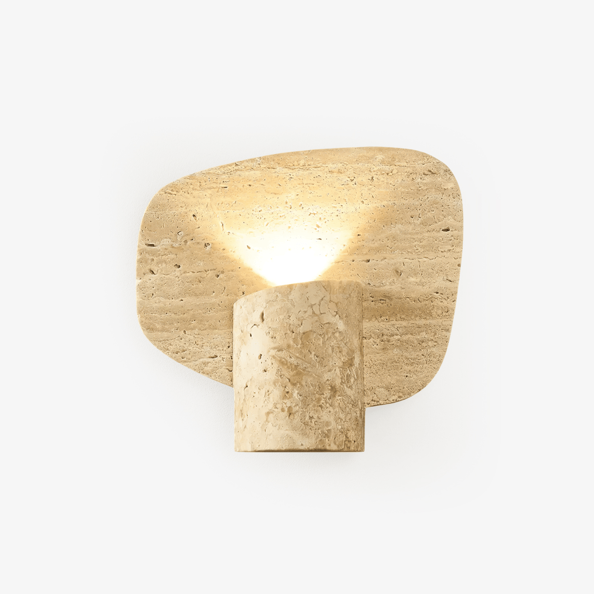 Organic Travertine Cylinder Wall Sconce in Natural Yellow Stone