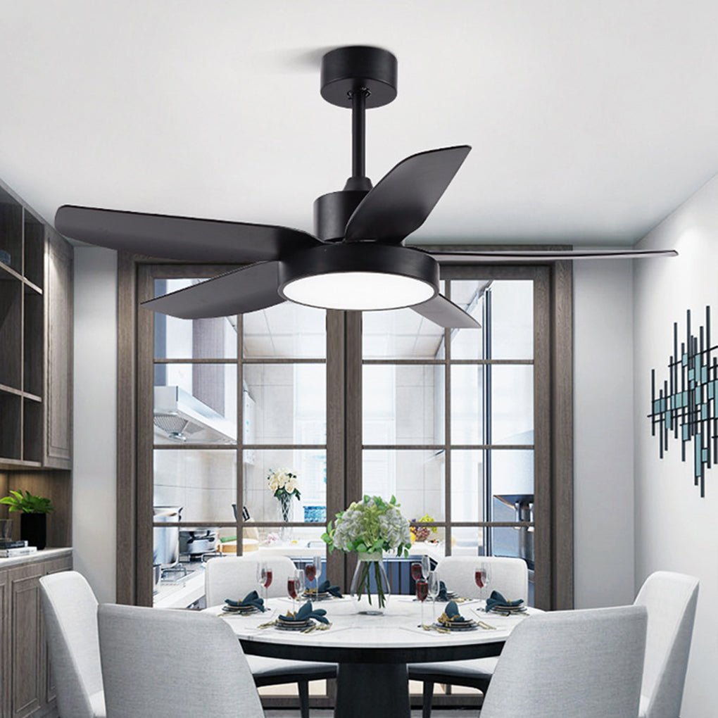 46 Inch Led 6 Speed Downrod Ceiling Fan Lights With Remote And 5 Quiet Reversible Blades
