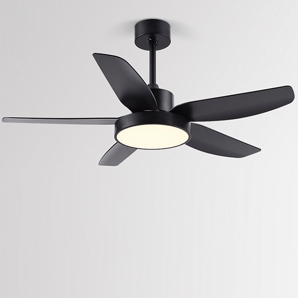 46 Inch Led 6 Speed Downrod Ceiling Fan Lights With Remote And 5 Quiet Reversible Blades