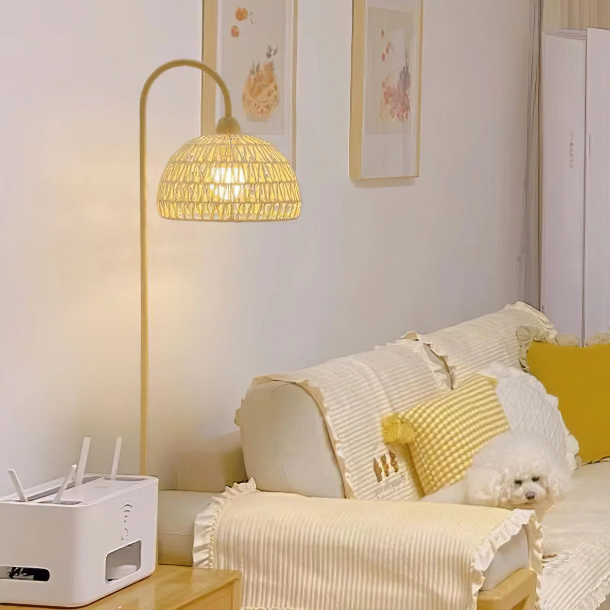 Rattan Bend Floor Lamp