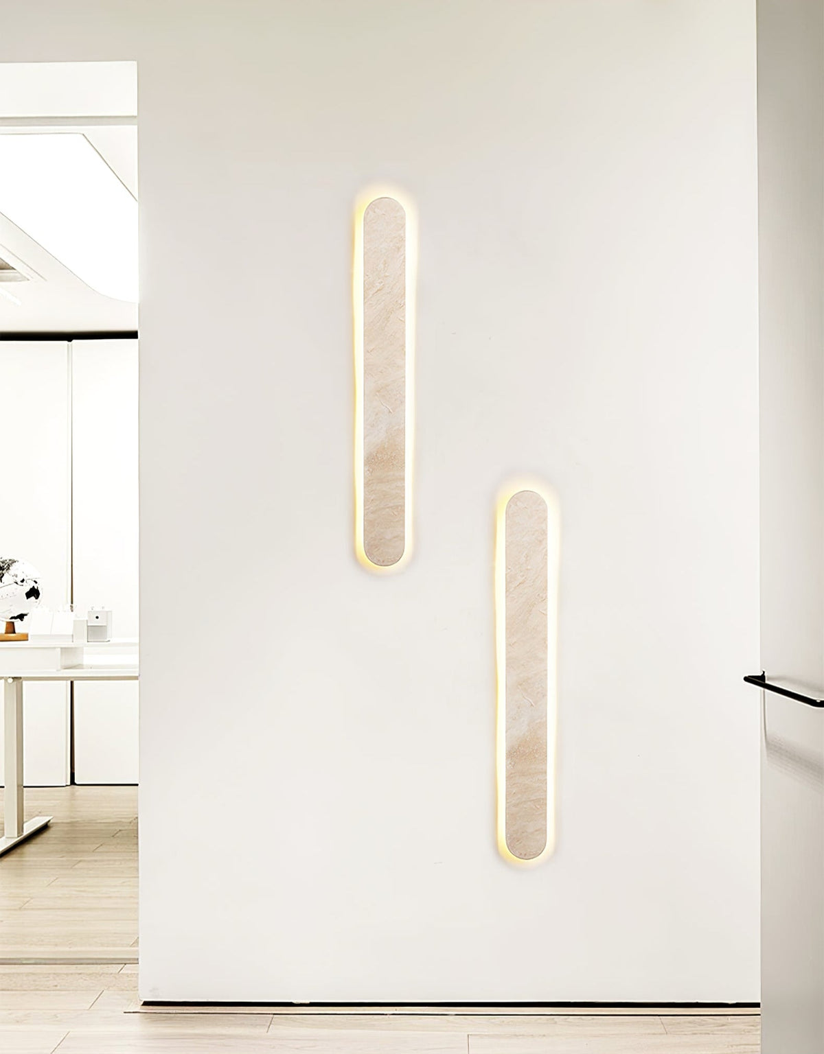Lior Sculptural Travertine LED Wall Sconce for Modern Interiors