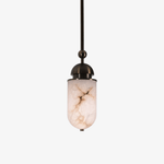 Capsule Alabaster Pendant Light in Bronze with Integrated LED