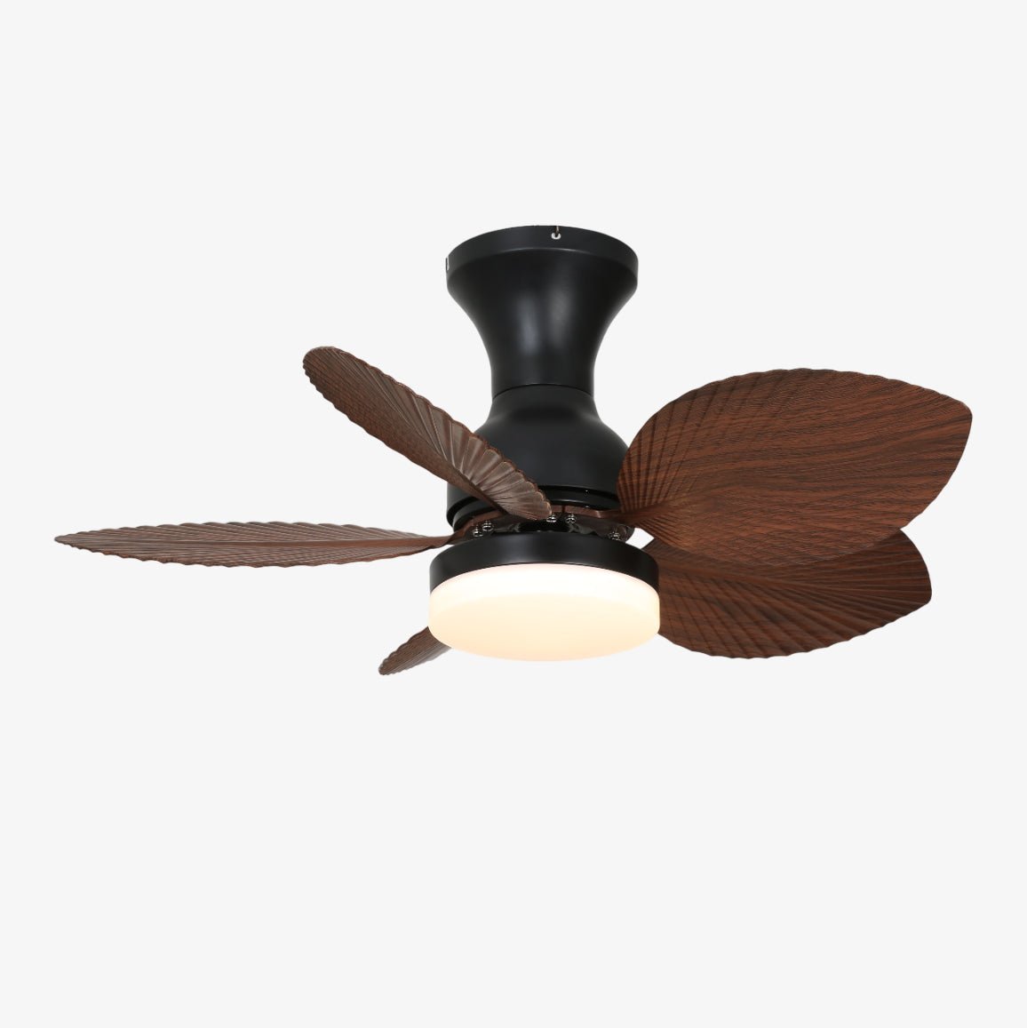 Floriva Blossom Ceiling Fan with LED Light, Walnut Wood Blades