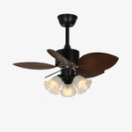 Floriva Blossom Ceiling Fan with LED Light, Walnut Wood Blades