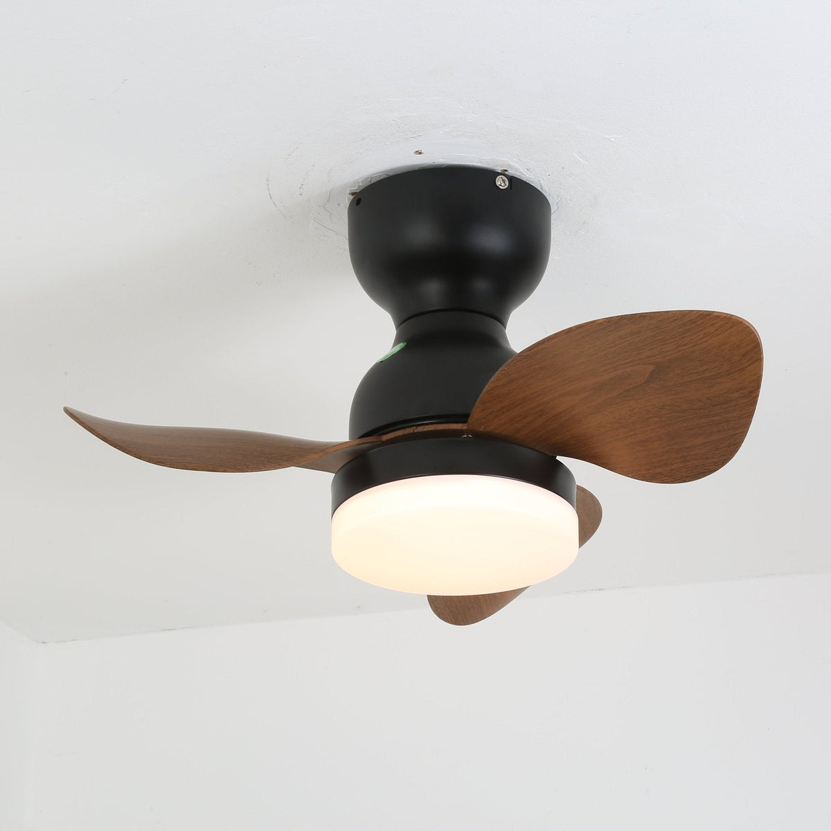 Aeroleaf Flush Mount Ceiling Fan Light with LED and Wood Blades