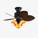 Tropica Palm Ceiling Fan Light with Amber Glass Shades