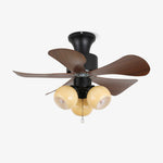 Woodgrain Charm Ceiling Fan with Amber Glass Globes and Remote