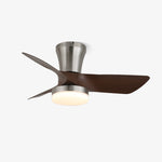 Lirien Flush Mount Ceiling Fan with LED Light in Walnut and Nickel