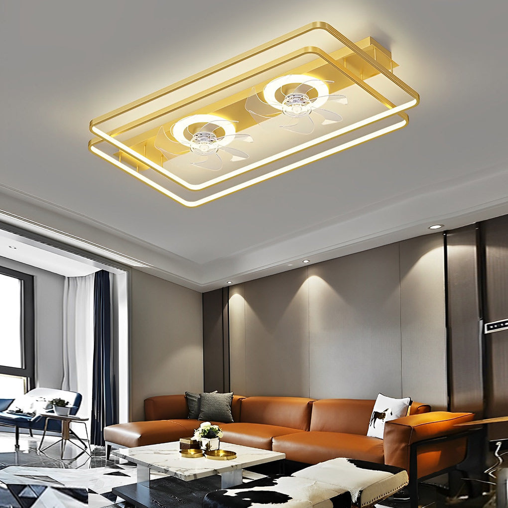 Creative Rectangular Ceiling Fan Lamp Ha082757
