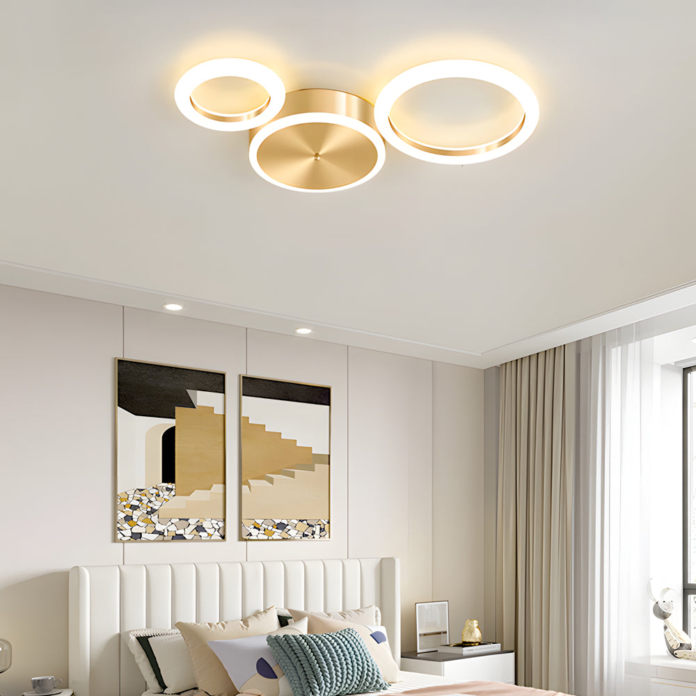 Modern Gold Led Flush Mount Rings Circle Ceiling Light Fixture