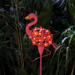 Metal Flamingo Solar Stake Led Lights Pink Outdoor Pathway Lamp 2 Pack