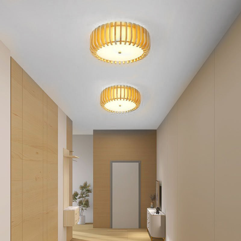 Wood Round Nordic Bedroom Ceiling Light Li002619