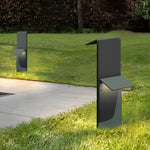 Solar Pathway Lights with Dual-Panel Downlighting in Gray Stainless Steel