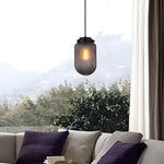 Modern Pinecone Shape Ribbed Glass Shade 1 Light Pendant In Smoke Gray