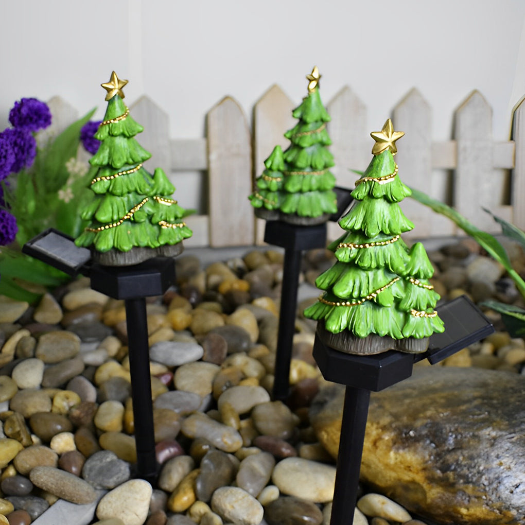 Solar LED Christmas Tree Lawn Light – Waterproof Resin Garden Sculpture