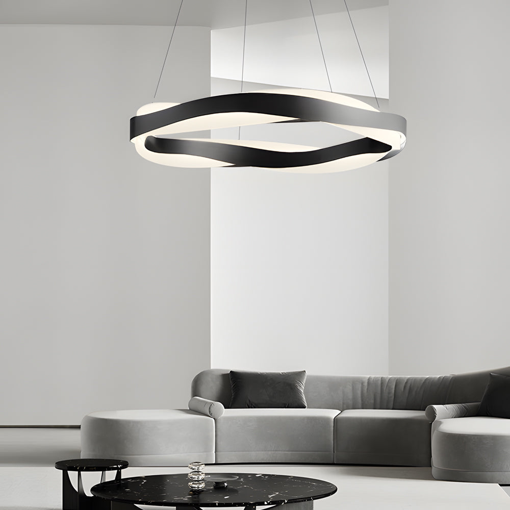 1 Light Linear Wavy Round Led Pendant Light