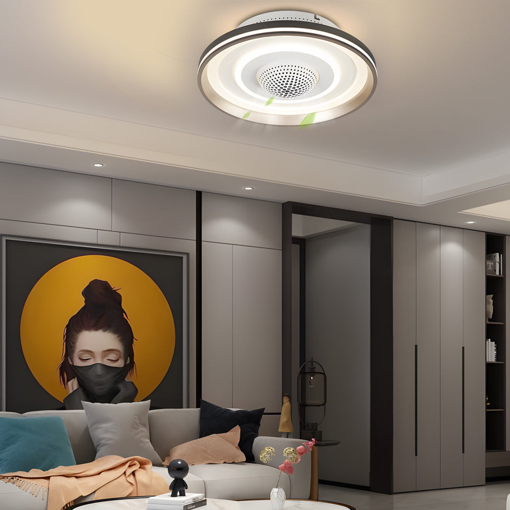 Nordic Round Circles Led Invisible Flush Mount Ceiling Fan Light