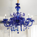 Retro Elegant Crystal Glass Candles Led 3 Step Dimming Blue Chandelier