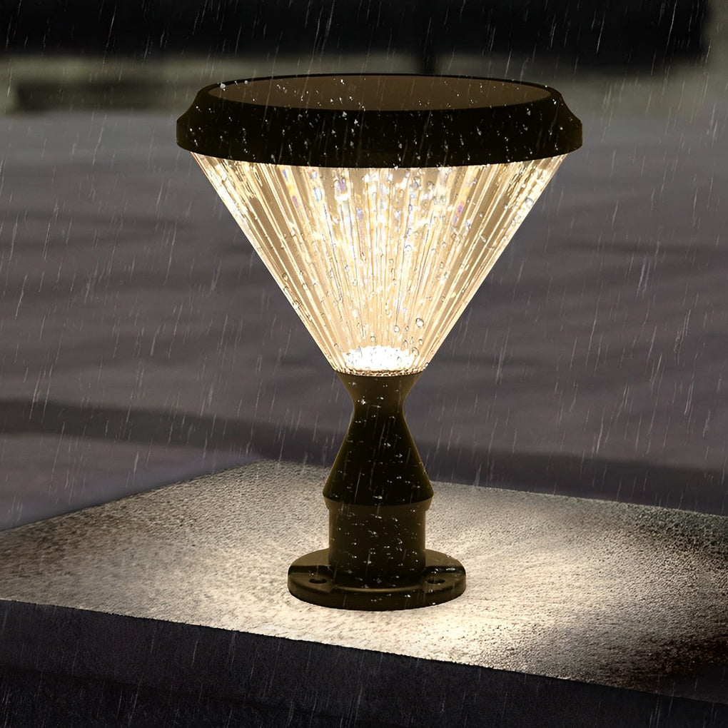 Ribbed Solar LED Outdoor Lantern in Matte Black