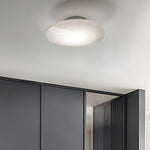 Modern White Glass Led Flush Mount Ceiling Lamp For Bedroom Minimalist Style