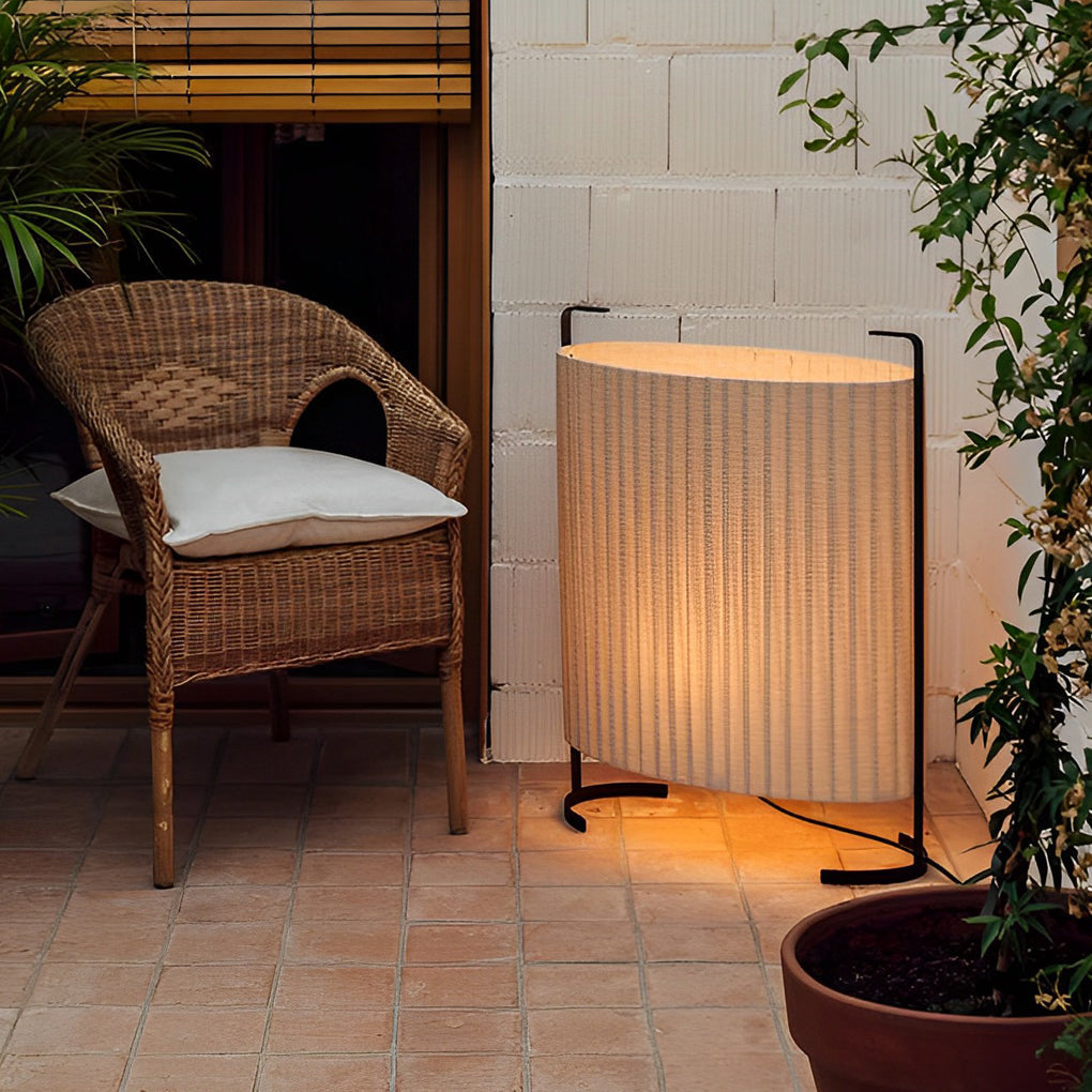 42 Inch Modern Japanese Style Fabric Outdoor Floor Lamp