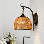 Hand Weaving Rattan Wall Light Fixture Ha088253
