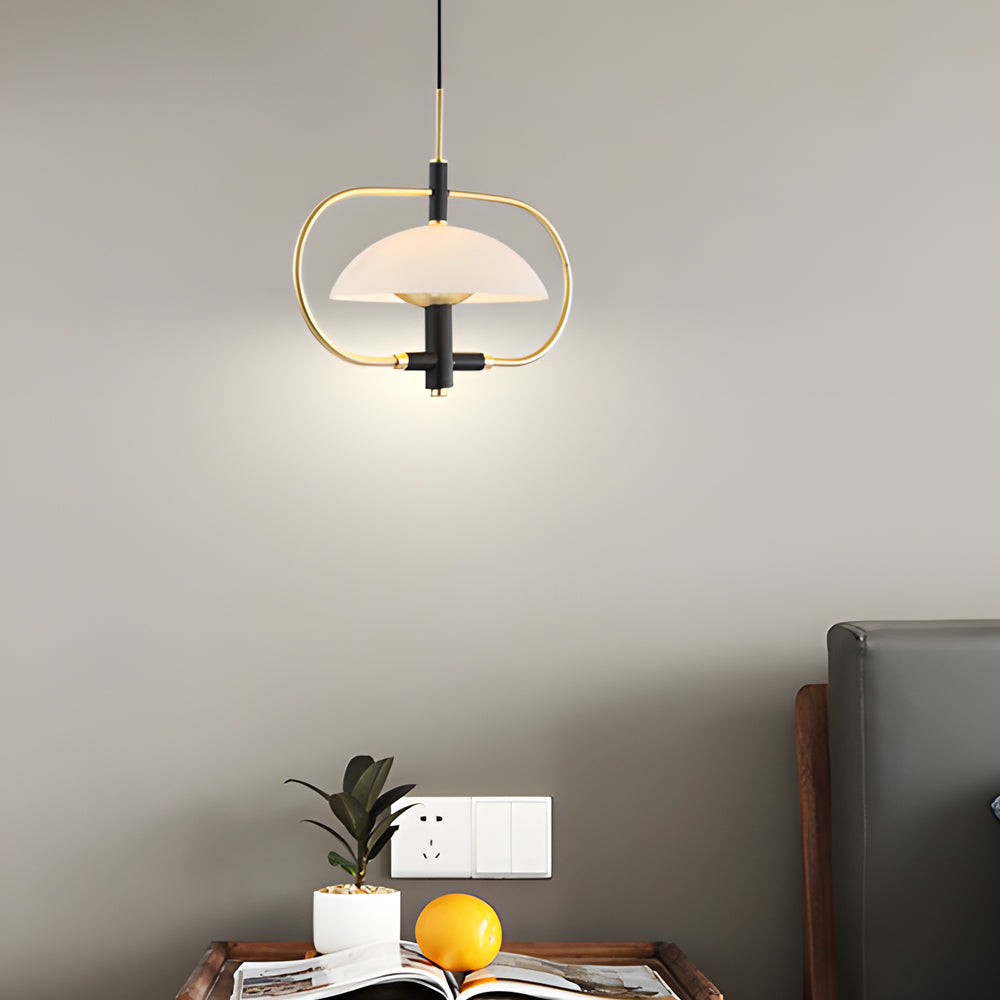 1 3 6 Heads Semicircular Opal Glass Dome Chandelier Aperture Pendant Light Hanging Ceiling Lighting