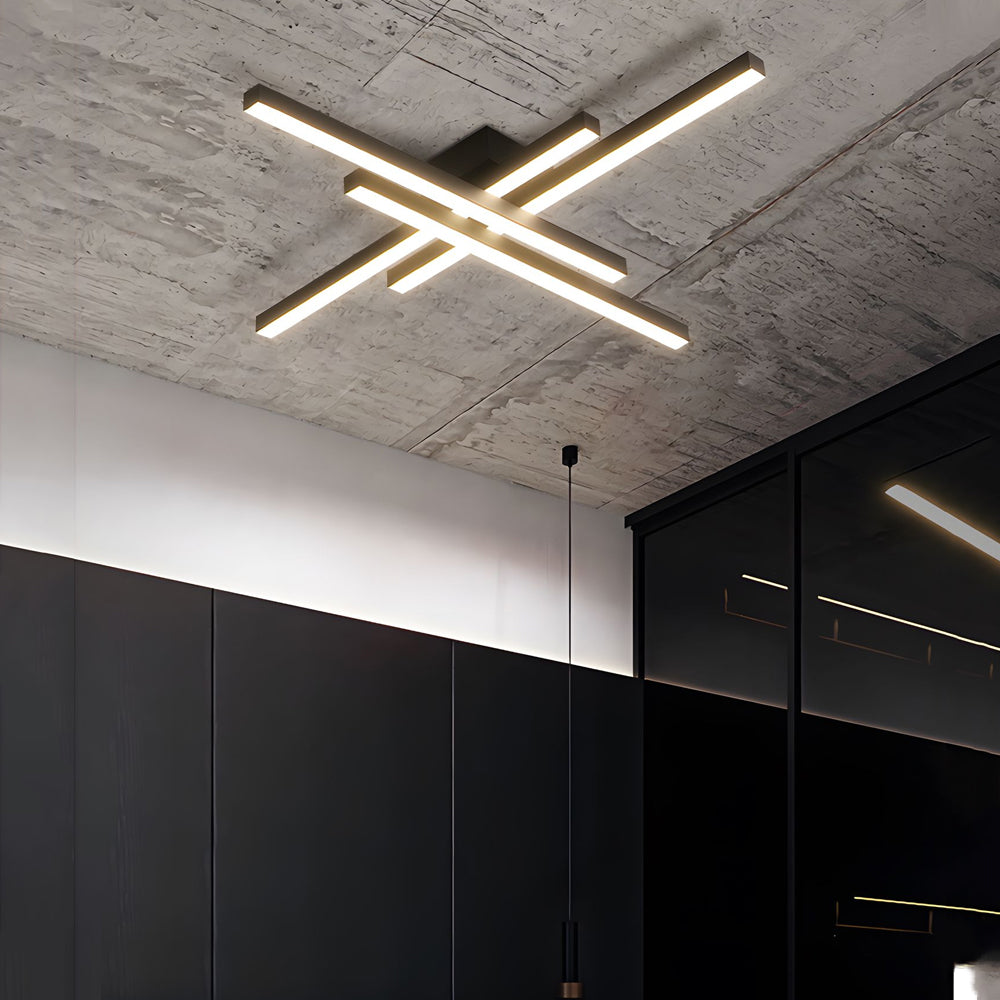 4 Light Modern Linear Parallax Ceiling Lamp Led Flush Mount Ceiling Light