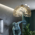 Metal Crystal Semicircular Sphere Stars Sparkle Post Modern Chandelier