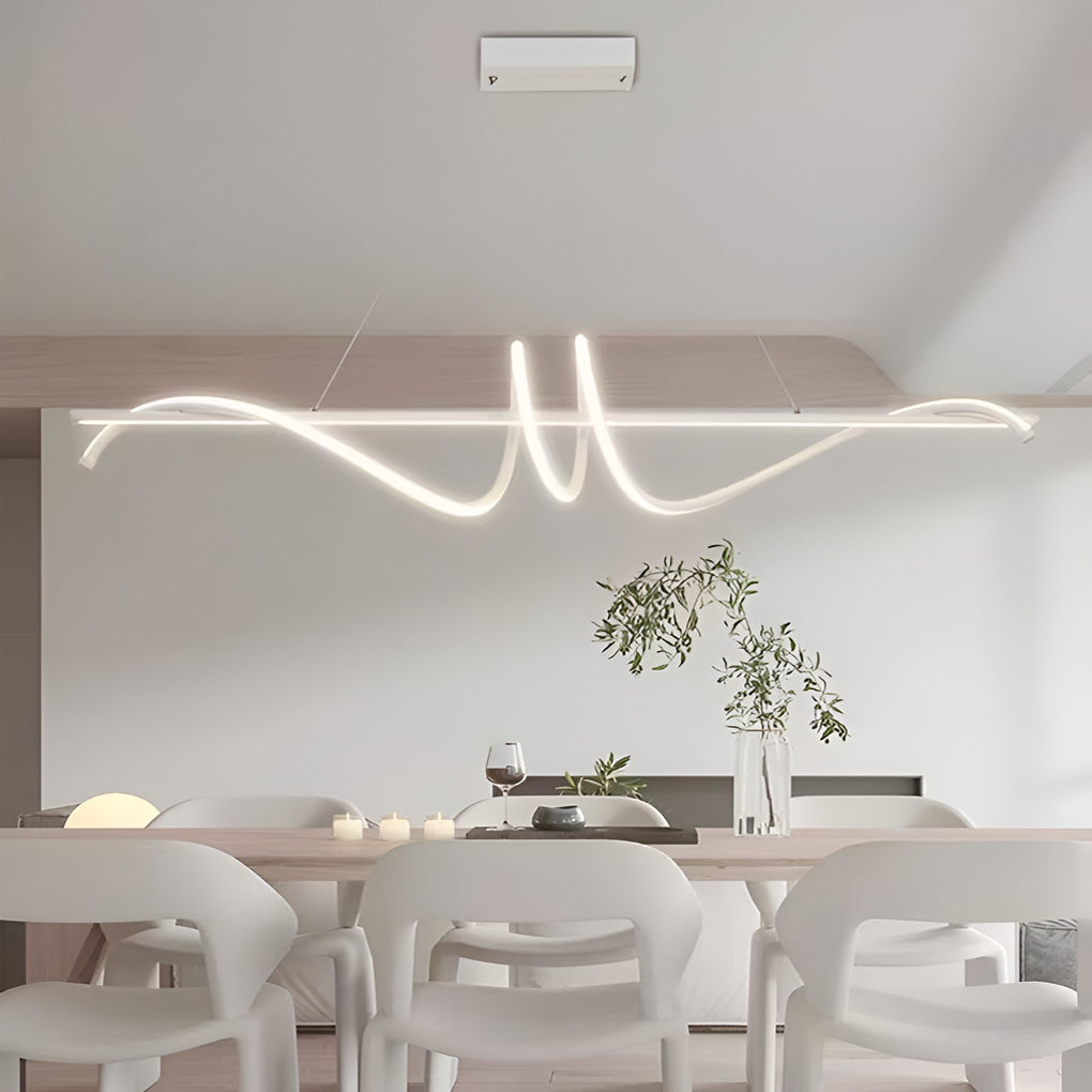 Nordic LED Linear Chandelier with Stepless Dimming for Modern Dining and Kitchen Spaces