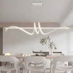 Nordic LED Linear Chandelier with Stepless Dimming for Modern Dining and Kitchen Spaces