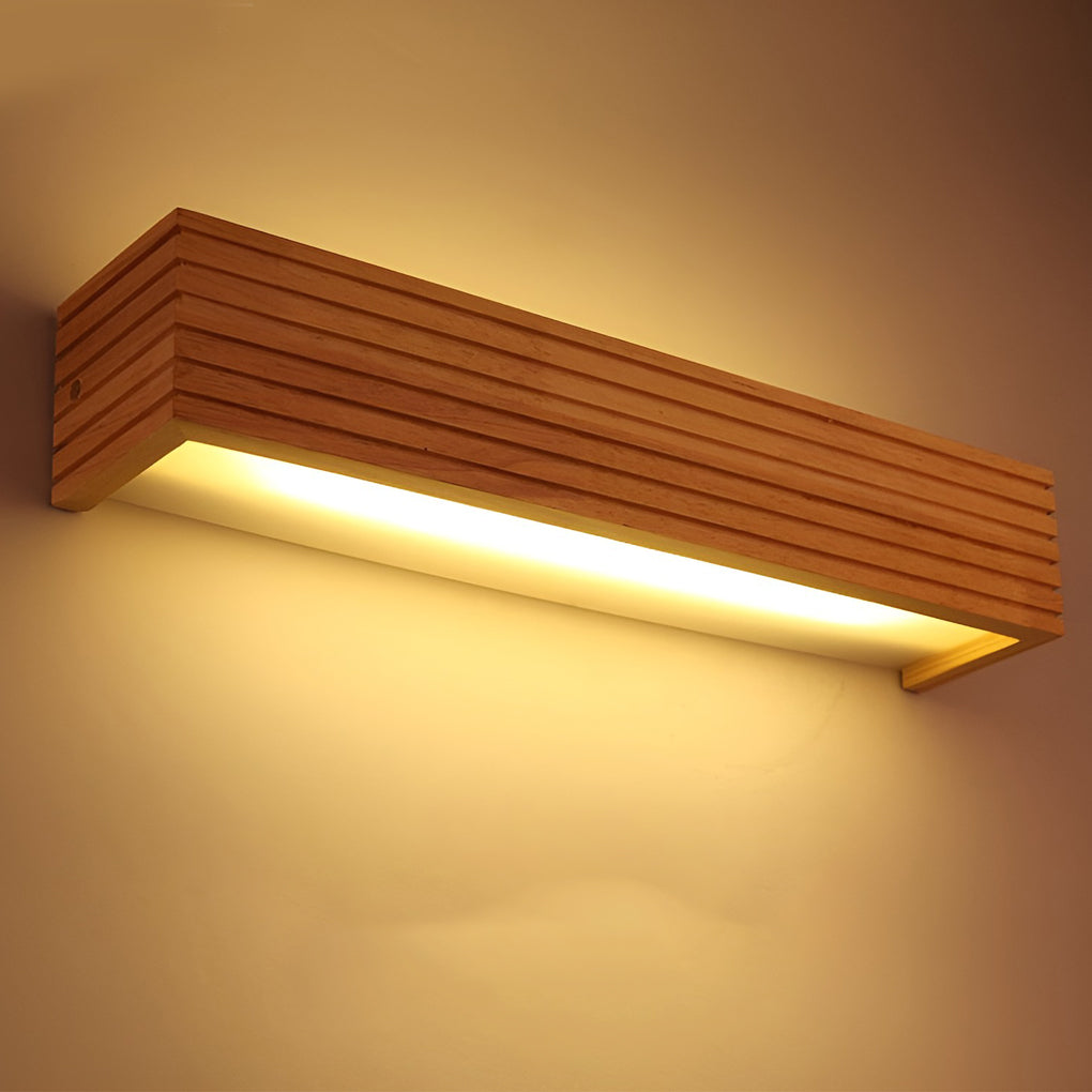 Wood Rectangular Waterproof Led Nordic Wall Sconce