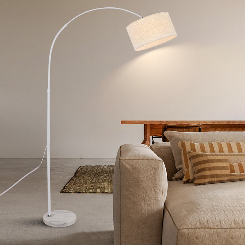 Marble Base And Shaded Adjustable Arc Floor Lamp