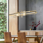 Rectangular Iron Frame Glass Decor Led Chandeliers Hanging Lights