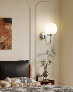Clara Chrome Wall Sconce – Modern Minimalist Globe Light for Bedroom & Hallway