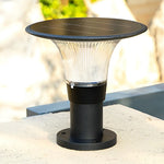 Round Black Solar Fence Post Light Ha082917