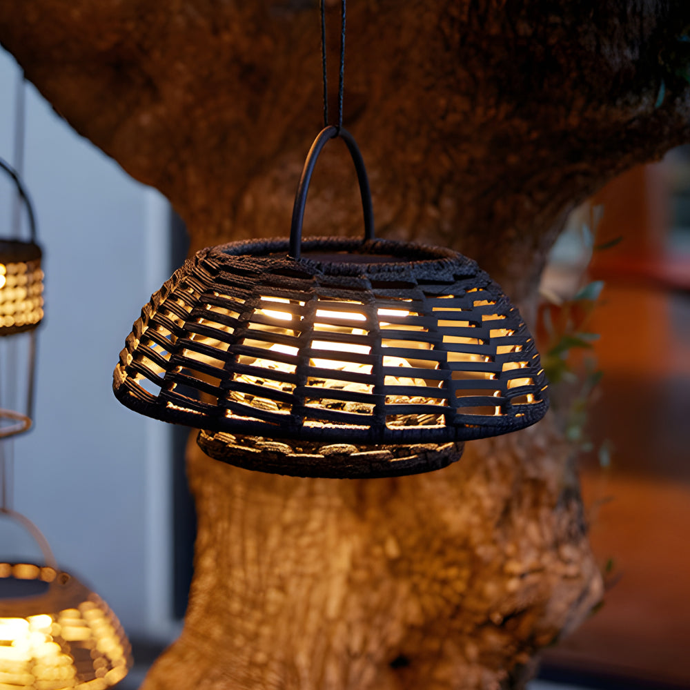 Decorative Ropes Rattan Waterproof Led Modern Solar Outdoor Chandelier