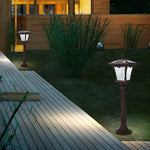 Vintage Solar LED Lawn Lamp with Ornate Top in Coffee Gold Finish