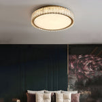 Crystal And Frosted Shade Luxury Round Square Flush Mount Ceiling Light