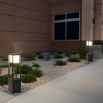 Modern Solar LED Bollard Lights in Black Aluminum for Pathways