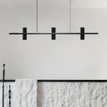 Led Copper Black Stone Linear Island Pendant Light