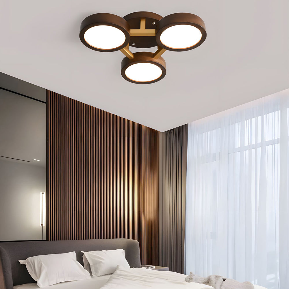 Modern Sputnik 3 4 5 Light Walnut Circles Flush Mount Led Ceiling Light