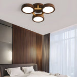 Modern Sputnik 3 4 5 Light Walnut Circles Flush Mount Led Ceiling Light