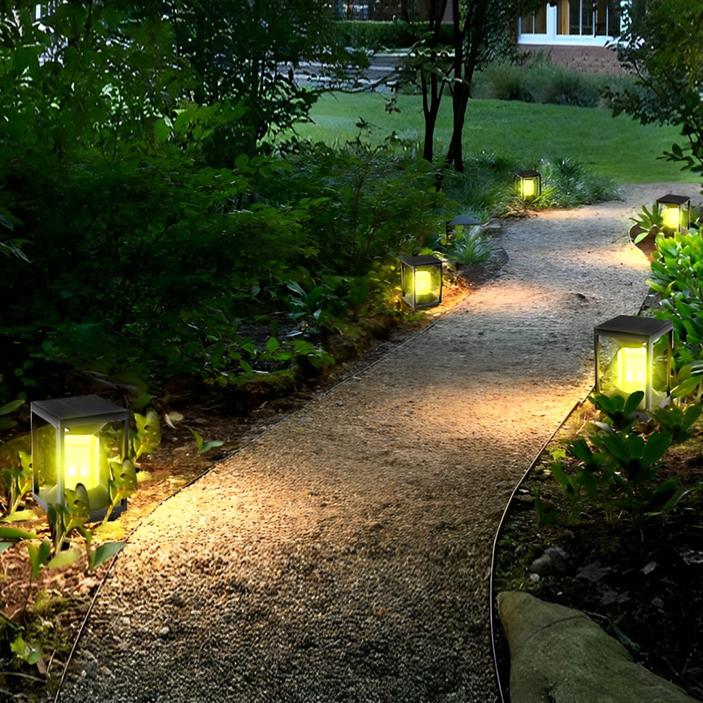 Square Minimalist Solar Fence Post Light Ha080736