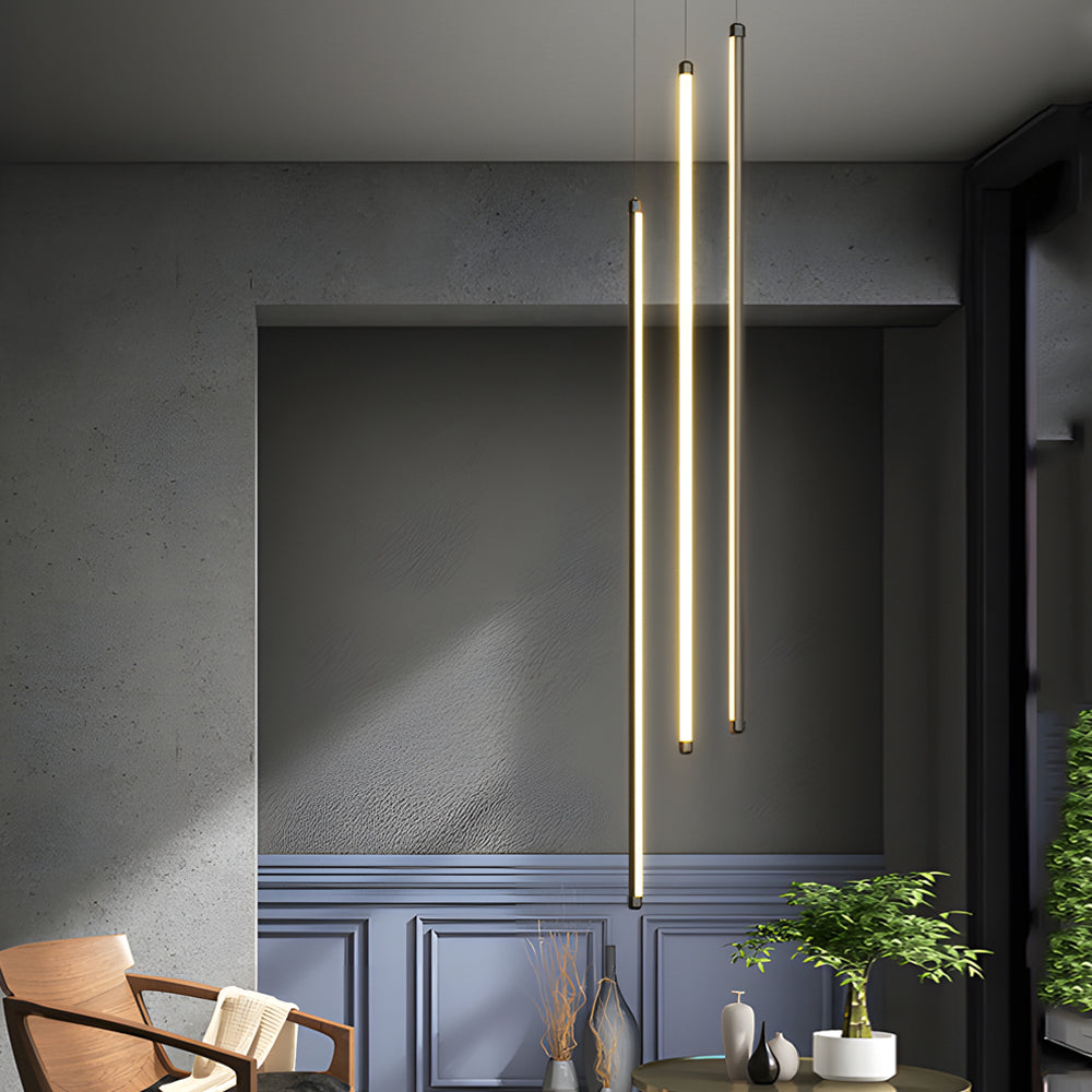 Modern Spiral Multi Strip Chandelier For Staircases