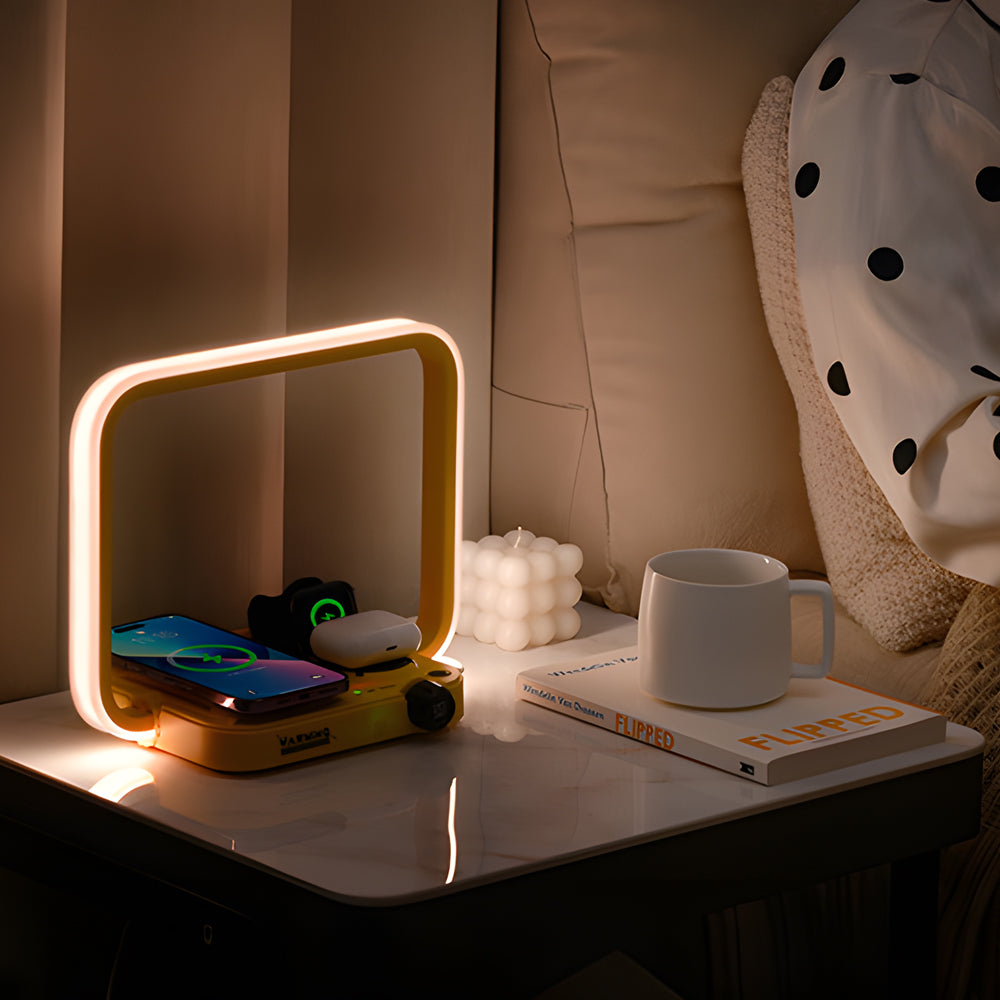 3 In 1 Touch Bedside Led Table Lamp With Wireless Charger And Timing
