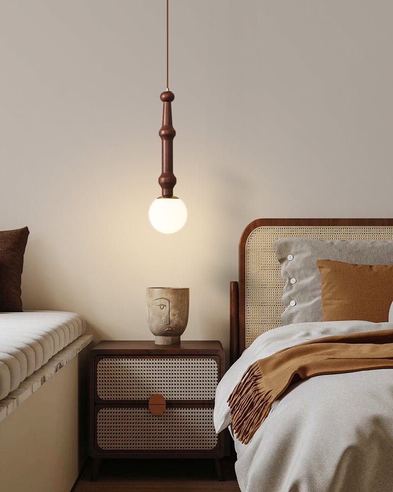 Elowen Drop Pendant Light in Walnut and Opal Glass