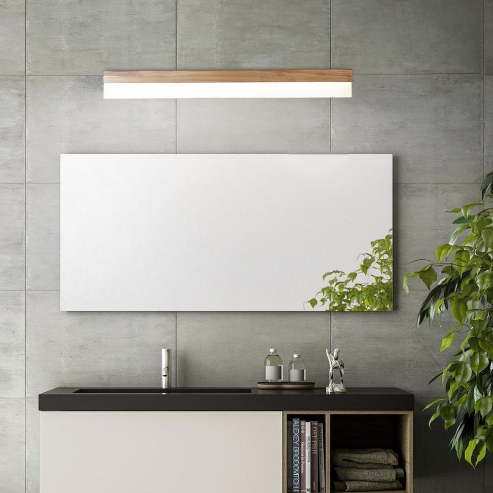Wooden Led Bathroom Vanity Light Plastic Shade