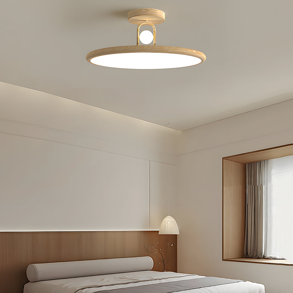 15 7 19 7 In Wood Grain Round Semi Flush Mount Ceiling Light